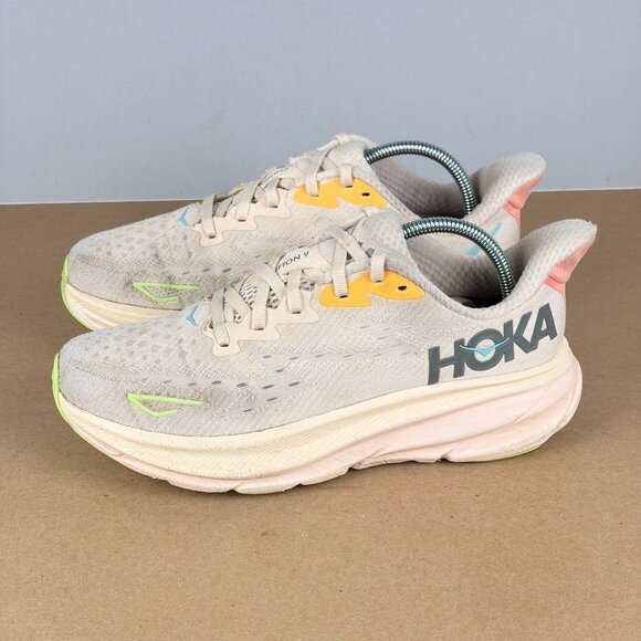 Hoka Clifton 9 Athletic Running Shoes Vanilla Astral Womens 7 Low Top Lace Up - Picture 10 of 10